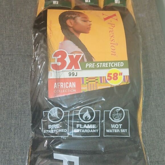 Sensationnel 3X X-Pression Pre-Stretched Braid - 58" Color 99J. Black - Picture 6 of 6